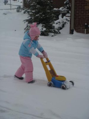mowing the snow