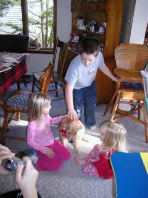 the kids meet their new puppy, later named murphy