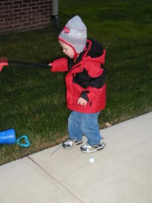 grandpa's boy- never too late in the season for a golf game!
