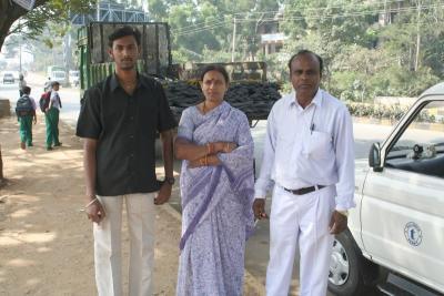 Babu's son, his wife, and Babu, in Mysore