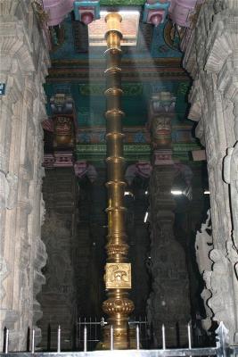 Flagpole inside temple