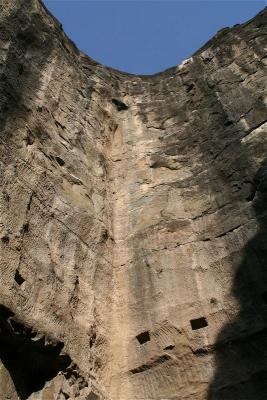 Kailasa Temple  - Looking straight up; all this was carved away from the top