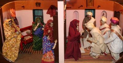 Small dioramas of Ghandi's life