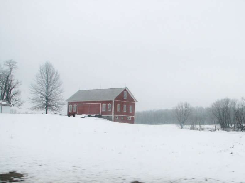 red barn and tractor