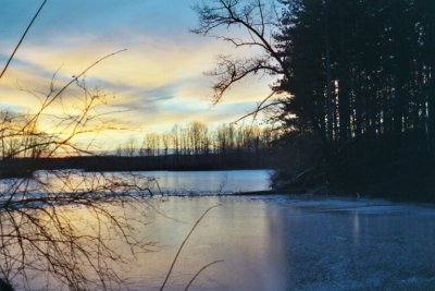 sunset reflections on ice