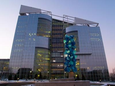 Goodyear Polymer Center and the Chihuly Sculpture