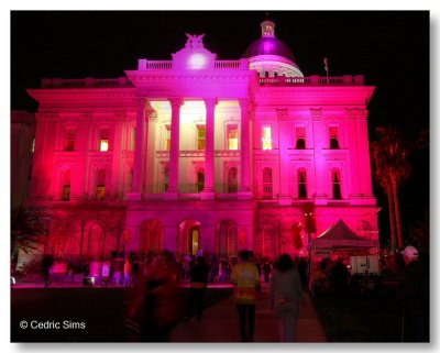 Sacramento State Capitol in pink
