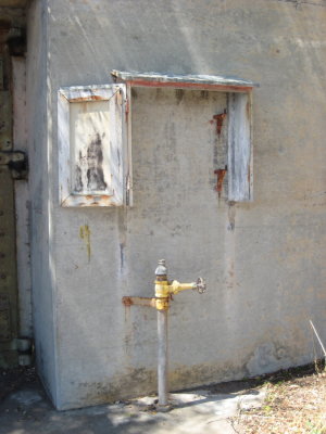 Townsley reserve. Fire hose box and hydrant.