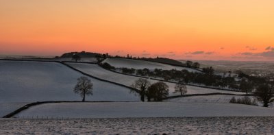 Snow covered fields near Bradninch - Devon