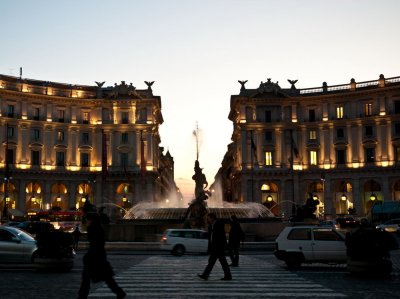 Piazza in twilight