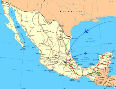 Notre voyage - carte mexique