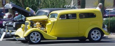 yellow Ford roadsterat the Fort McDowellcustom car show