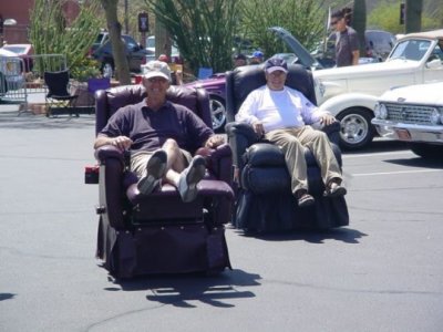 two motorized easy chairs