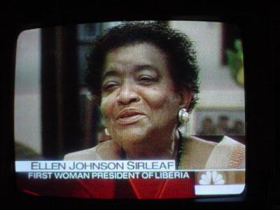 Ellen Johnson Sirleaf<br>first woman president<br>of Liberia, Africa on NBC