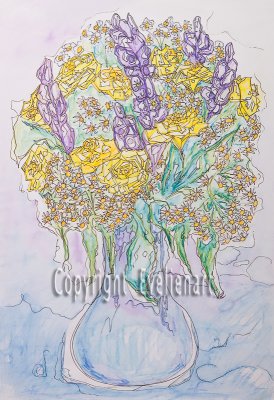 Lupines, roses and Camille