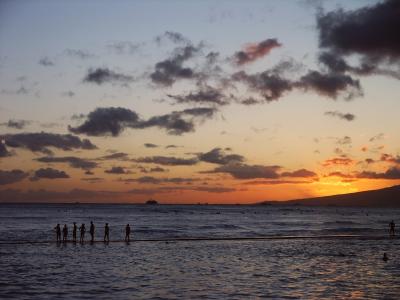Waikiki sunset viewed from the seawall