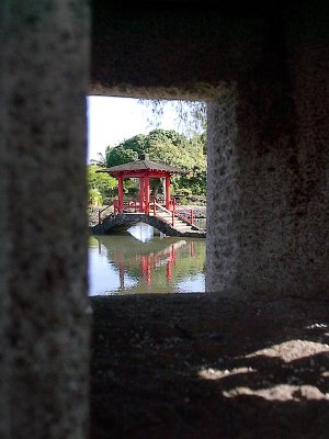 View thru a stone lantern