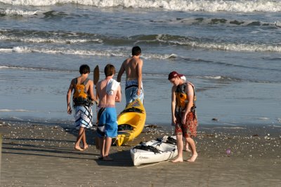 The boys about to hit the waves