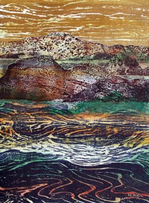 NRich: collagraph & painting: 22x30-1/1