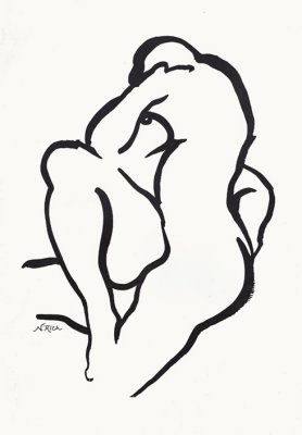 1968 erotic sumi Ink brush drawing: N.Rich