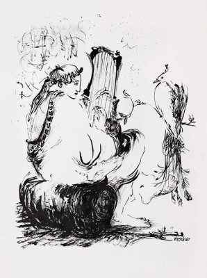 1967 brush and ink drawing: N.Rich