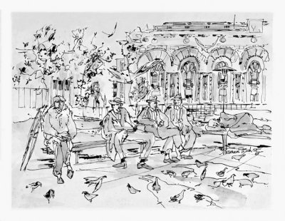 early S.F. street scene: pen and ink: 1965: N.Rich