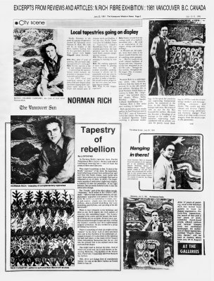 Vancouver Sun Review & three articles : Fibre art exhibition 1981: N.Rich