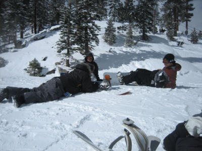 taking a breather after their first runs