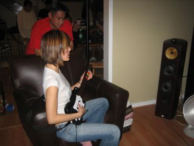 amy rocks out to guitar hero