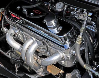 Souped-up engine on Chevy 32