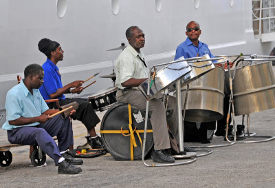Steel band welcoming passengers back to ship