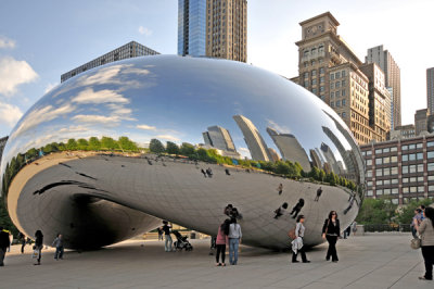 Anish Kapoors monumental Cloud Gate -- an assemblage of polished stainless steel plates inspired by liquid mercury!
