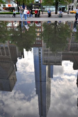 Reflection on water of Crown Fountain pool