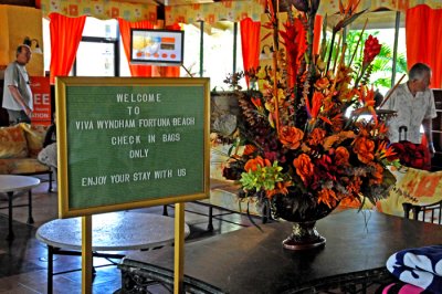 Wecome sign at Viva Wyndham Fortuna Beach Resort