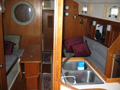 galley and salon from aft cabin