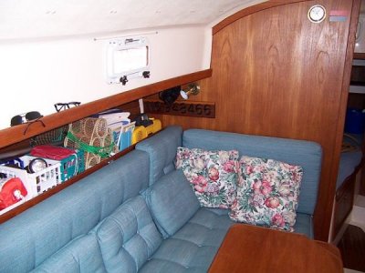 port settee, fwd cabin just visible