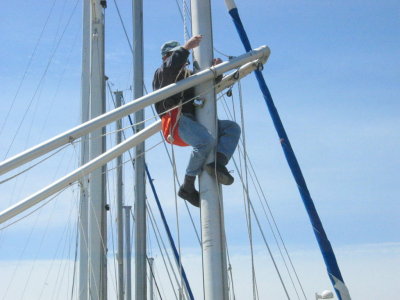 Rowlie re-routes the flag halyard