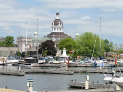 City Hall beyond marina & park