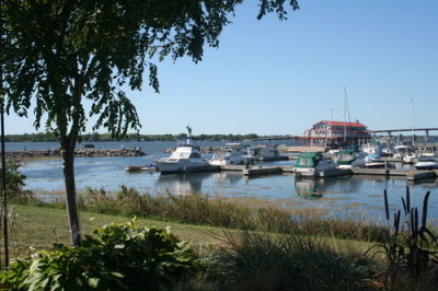 view west . . . Belleville Marina, Myer's, & bridge