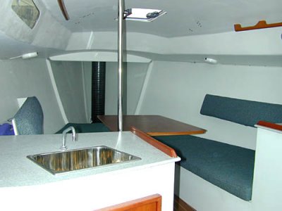 Wylie 30 interior, view from galley