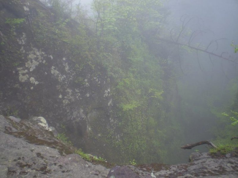Looking down from a cliff.