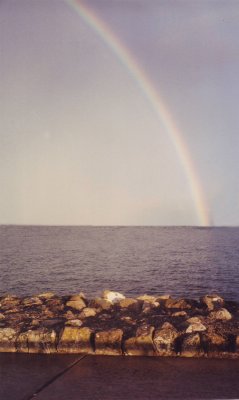 Rainbow over Galway beach.