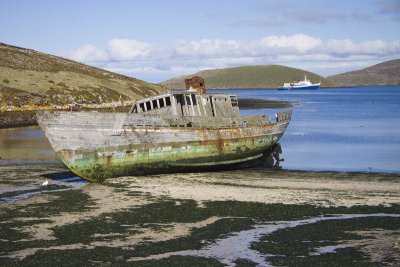 Shipwreck in Coffin Harbour, West Falkland Islands