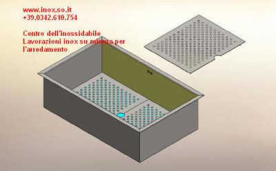 Vasca su misura in acciaio inox con griglia di fondo