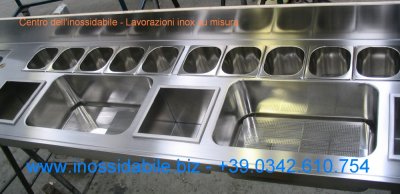 work station piano acciaio inox bar lavandino su misura Lecco e Como