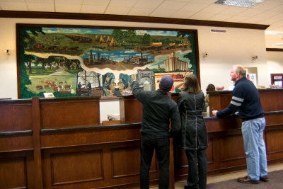 Viewing mural in local bank