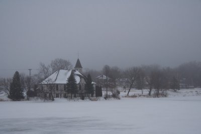 Foggy Mill Pond Church  ~  December 28