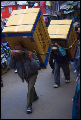 Sherpas with Washing Machines on their backs!