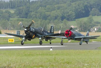Corsair et Yak - take off from Cormeilles Airshow 2004