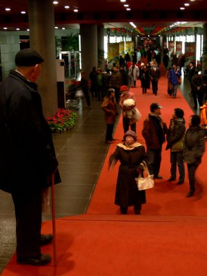 A couple with cane at the National Opera House